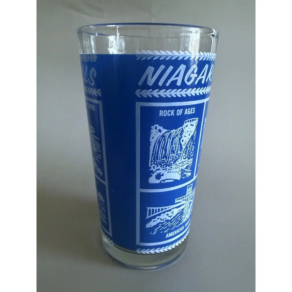 Vtg 1960s NIAGARA FALLS Landmarks State Glass Tumbler Highball Enamel Paint 5